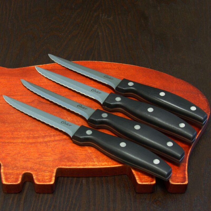 Oster Cocina Granger 4.5 in. Stainless Steel Blade Steak Knife Set in Black (4 Pack) - Image 2