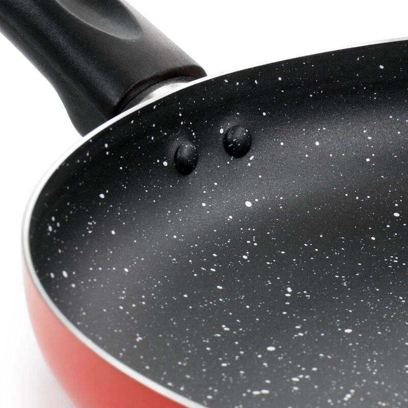 Oster Cocina Luneta 9.5 Inch Aluminum Nonstick Frying Pan in Red - Image 4
