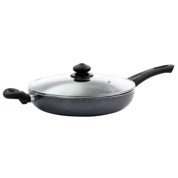 Oster Cocina Pallermo 3.5 Quart Aluminum Nonstick Saute Pan in Charcoal with Lid