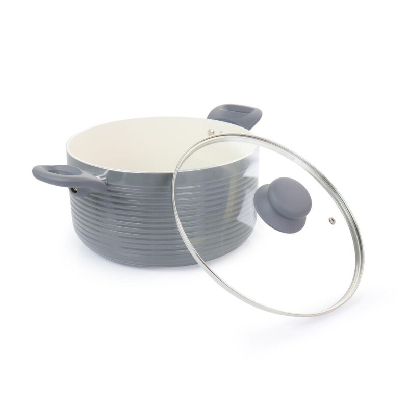 Oster Cocina Ridge Valley 6 Quart Aluminum Nonstick Dutch Oven in Grey - Image 2