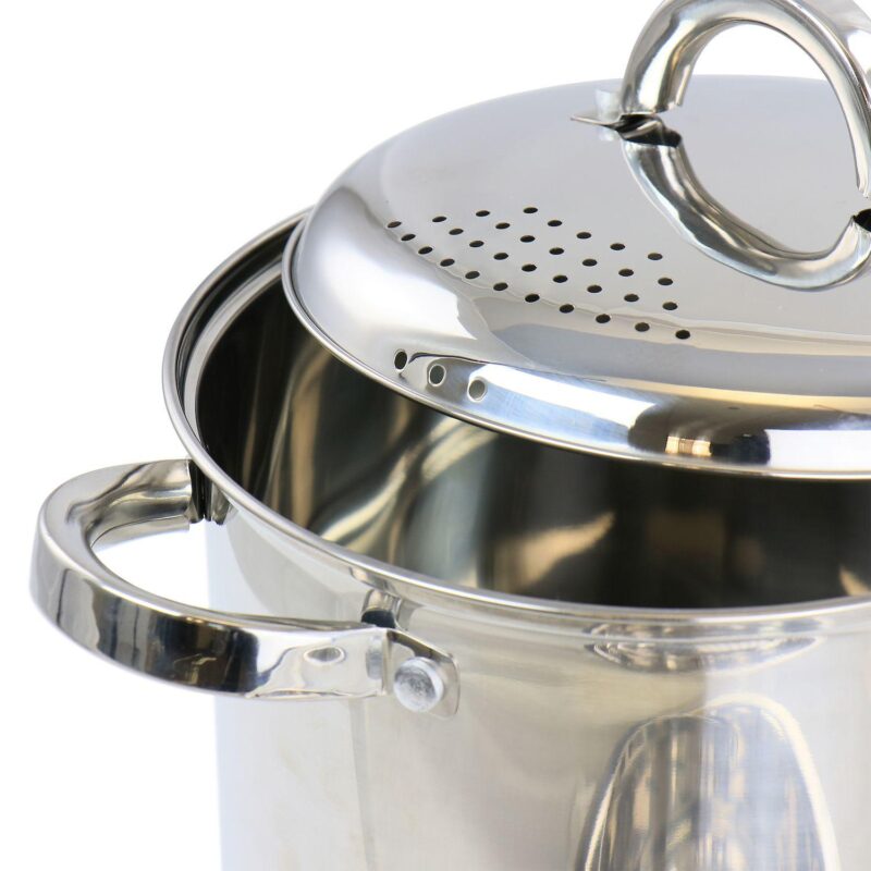 Oster Cocina Sangerfield 5 Quart Stainless Steel Pasta Pot with Strainer Lid and Steamer Basket - Image 5
