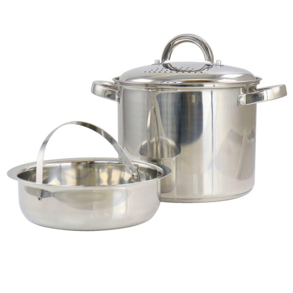 Oster Cocina Sangerfield 5 Quart Stainless Steel Pasta Pot with Strainer Lid and Steamer Basket