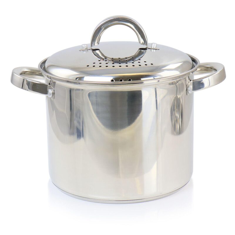 Oster Cocina Sangerfield 5 Quart Stainless Steel Pasta Pot with Strainer Lid and Steamer Basket - Image 2