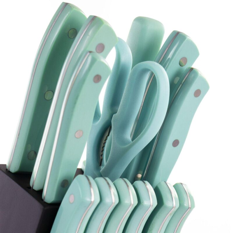 Oster Cocina Steffen 14 Piece Stainless Steel Cutlery Set with Storage Block in Blue - Image 4