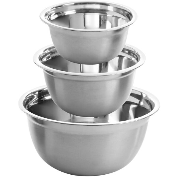 Oster Rosamond 3 Piece Stainless Steel Mixing Bowl Set in Silver