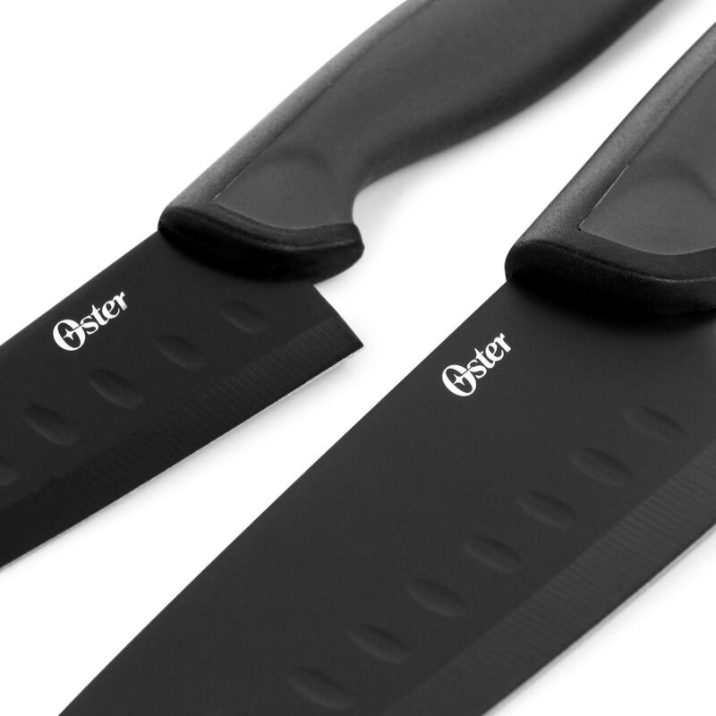 Oster Slice Craft 2 Piece Stainless Steel Santoku Knife Set in Black - Image 4