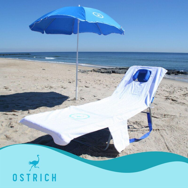 Ostrich Ladies Comfort Lounger, Beach Camping Pool Tanning Chair, Blue Stripe - Image 5