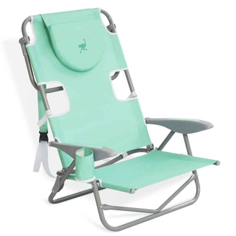 Ostrich On Your Back Folding Reclining Outdoor Camping Lawn Chair, Teal (2 Pack) - Image 2