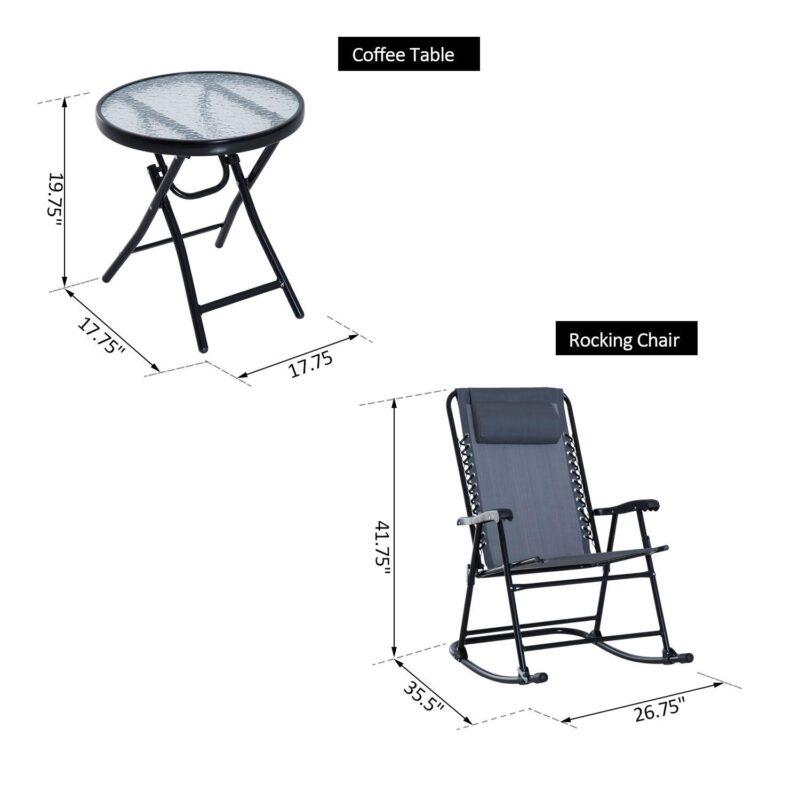 Outdoor Rocking Chair Patio Table Seating Set Rocker Bistro Folding - Image 3