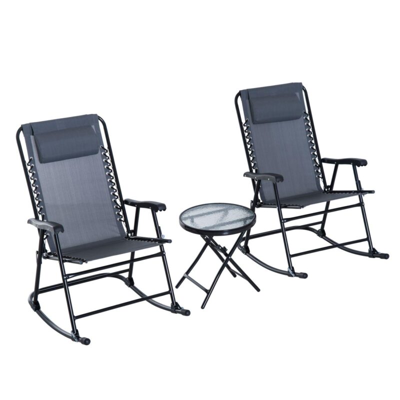 Outdoor Rocking Chair Patio Table Seating Set Rocker Bistro Folding - Image 5