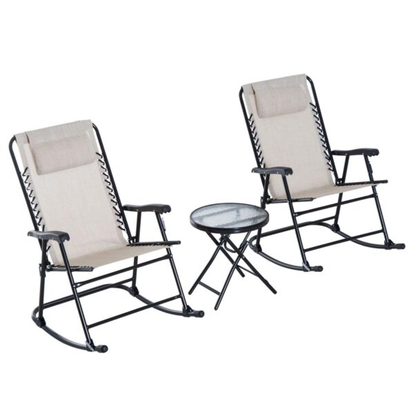 Outdoor Rocking Chair Patio Table Seating Set Rocker Bistro Folding