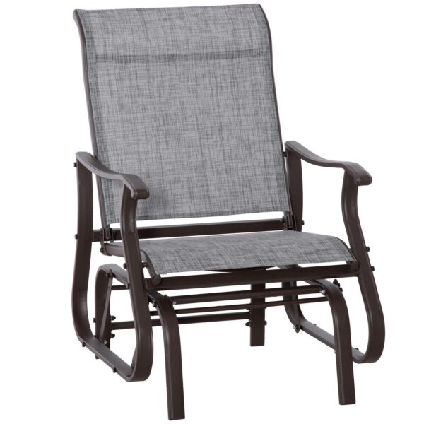 Outsunny Outdoor Swing Glider Chair, Patio Mesh Rocking Chair with Steel Frame for Backyard, Garden and Porch, Grey