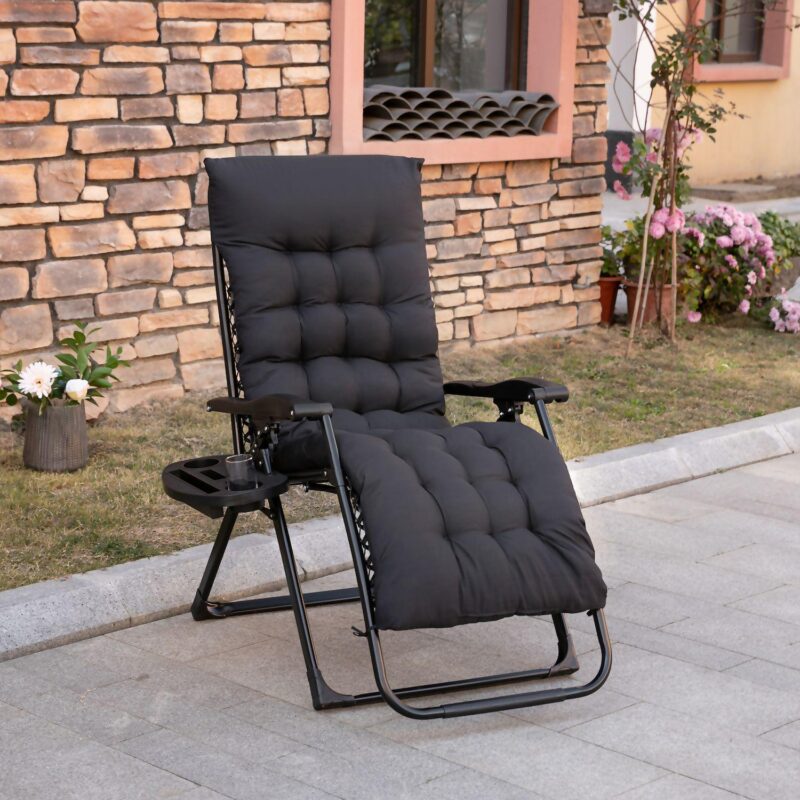 Outsunny Padded Zero Gravity Chair W/ Cup Holder Tray - Image 3
