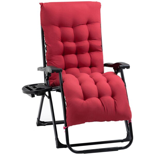 Outsunny Padded Zero Gravity Chair W/ Cup Holder Tray