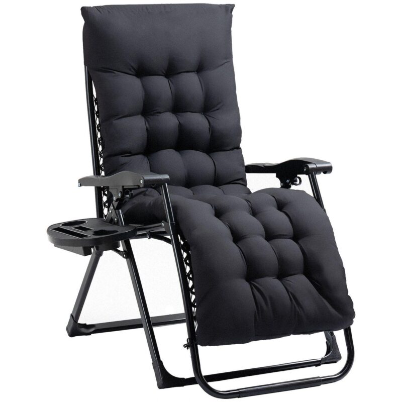 Outsunny Padded Zero Gravity Chair W/ Cup Holder Tray - Image 2