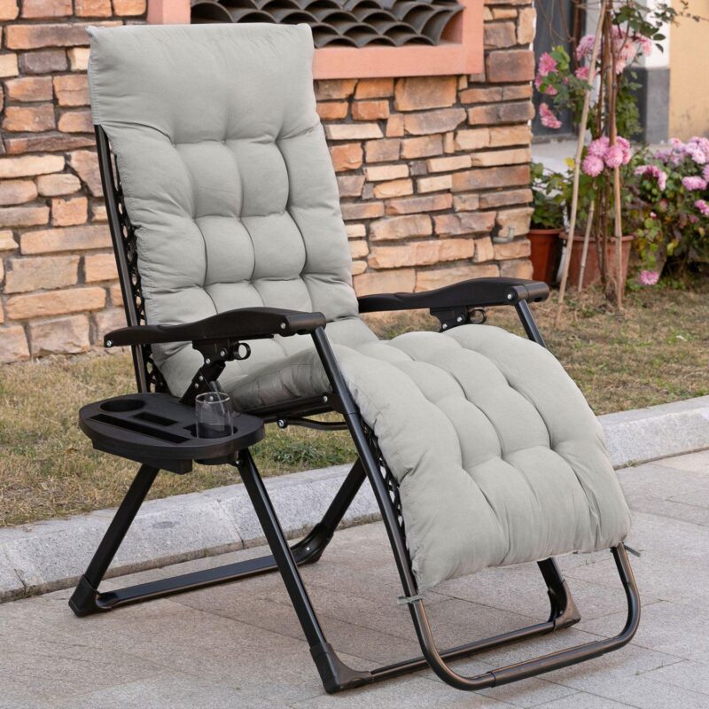 Outsunny Padded Zero Gravity Chair W/ Cup Holder Tray - Image 4