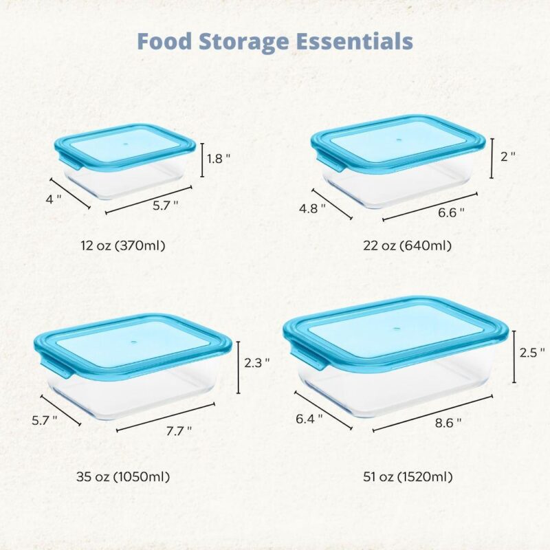 Oven Safe Glass Food Storage Container Set with Plastic Lids - Image 4
