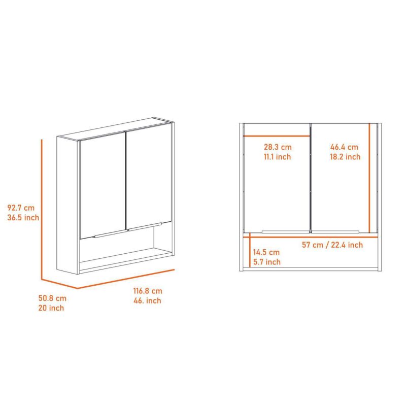 Ozark 24  Medicine Cabinet With Mirror, One Shelf - Image 3