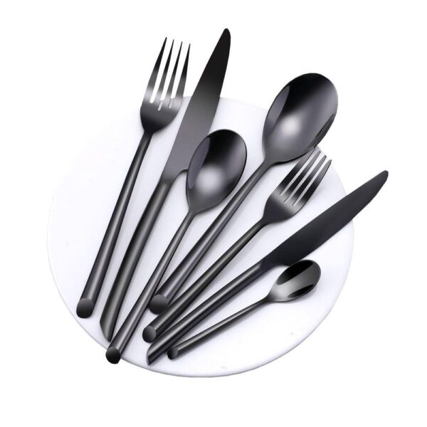 Ozarke Kaya Black Cutlery Set, Stainless Steel, Matte Black - Set of 20