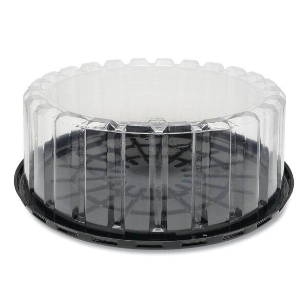 Pactiv 9 in. Cake Base with Shallow Dome Lid Plastic Containers Combo, Clear and Black