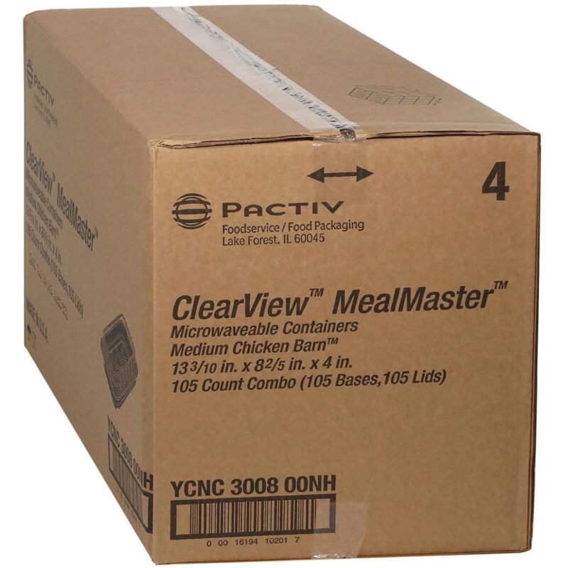 Pactiv ClearView MealMaster Chicken Barn, 13.3 x 8.4 x 4, Black/Clear, 105/Carton - Image 2