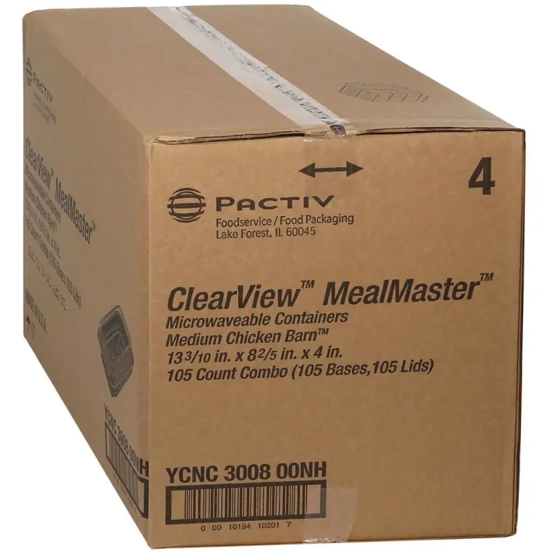 Pactiv ClearView MealMaster Chicken Barn, 13.3 x 8.4 x 4, Black/Clear, 105/Carton - Image 2