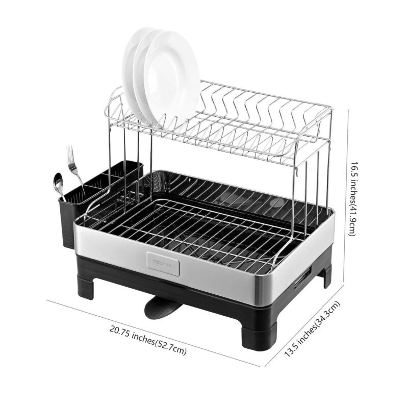 Palazzo Fingerprint-proof Stainless Steel 2-tier Dish Drying Rack With Swivel Spout Tray - Image 5