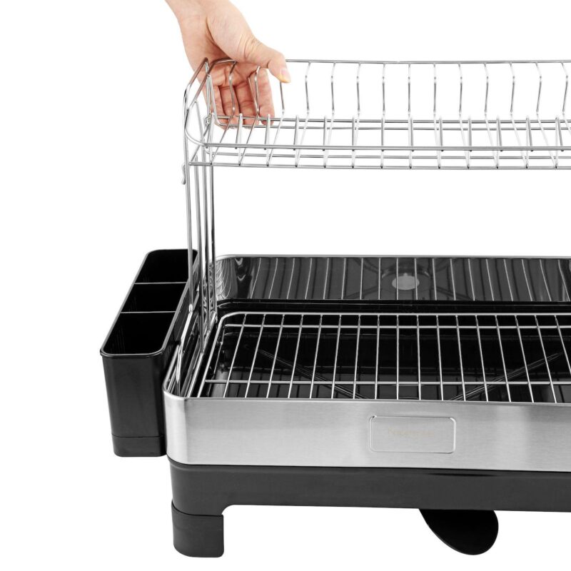 Palazzo Fingerprint-proof Stainless Steel 2-tier Dish Drying Rack With Swivel Spout Tray - Image 4