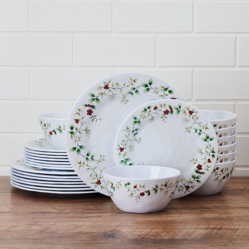 Pfaltzgraff Winterberry 24-Piece Melamine Dinnerware Set, Service for 8 - Image 2