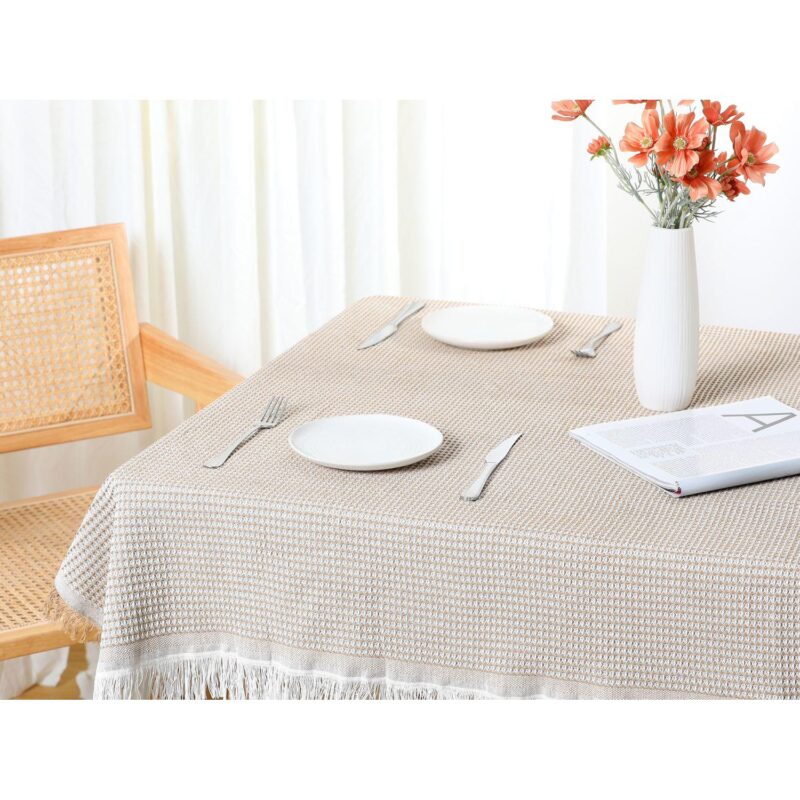 Picnic Dinner Cotton Linen Tassels Oil-proof Table Cover 1 Pc 51  X 71 - Image 5
