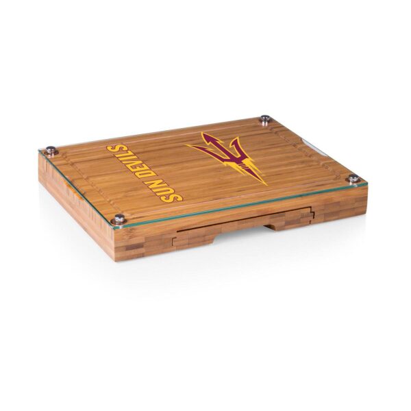 Picnic Time Arizona State Sun Devils Concerto Glass-Top Cheese Cutting Board and Tools Set