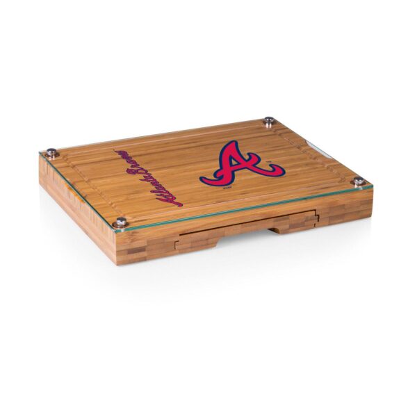 Picnic Time Atlanta Braves Concerto Glass-Top Cheese Cutting Board and Tools Set