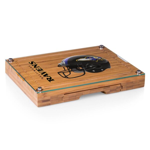 Picnic Time Baltimore Ravens Concerto Bamboo Cutting Board and Cheese Tools Set