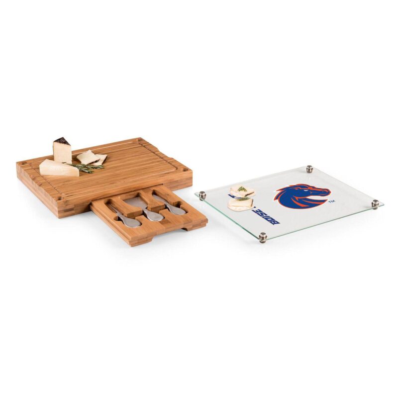 Picnic Time Boise State Broncos Concerto Glass-Top Cheese Cutting Board and Tools Set - Image 2