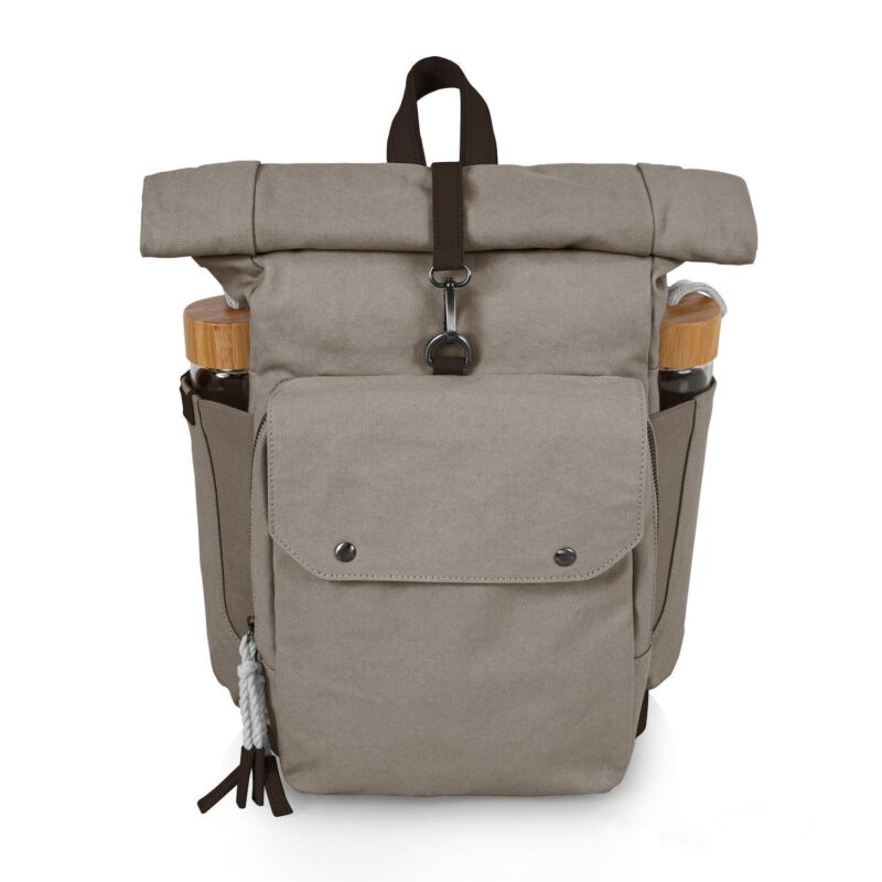 Picnic Time Carmel Roll-Top Picnic Backpack Cooler with Utensil Set and Glass Water Bottles - Image 3