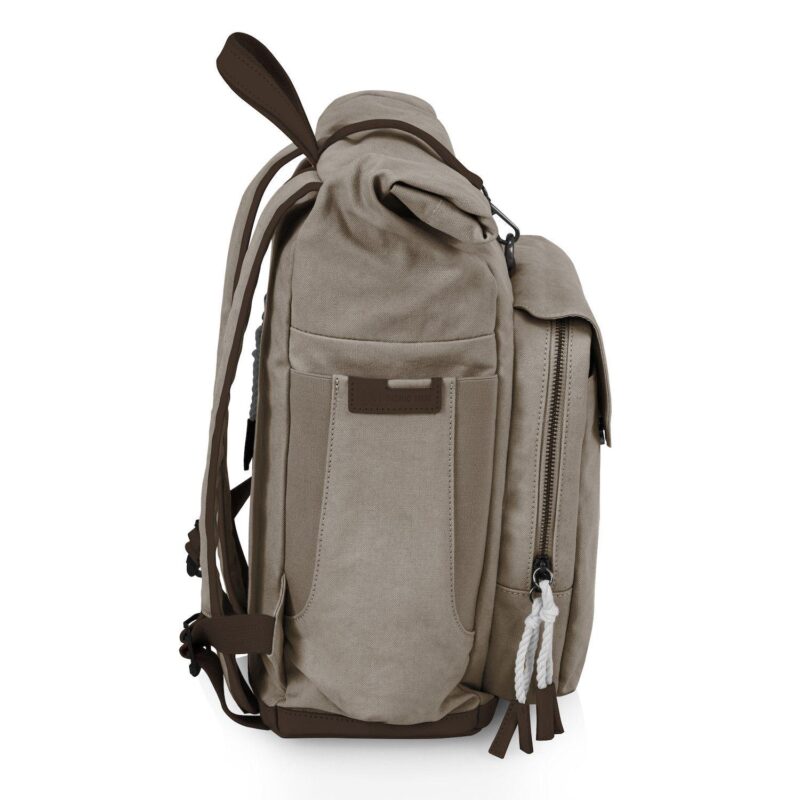 Picnic Time Carmel Roll-Top Picnic Backpack Cooler with Utensil Set and Glass Water Bottles - Image 7