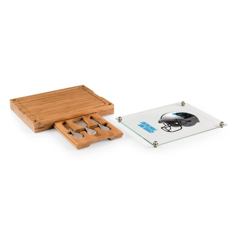 Picnic Time Carolina Panthers Concerto Bamboo Cutting Board and Cheese Tools Set - Image 2