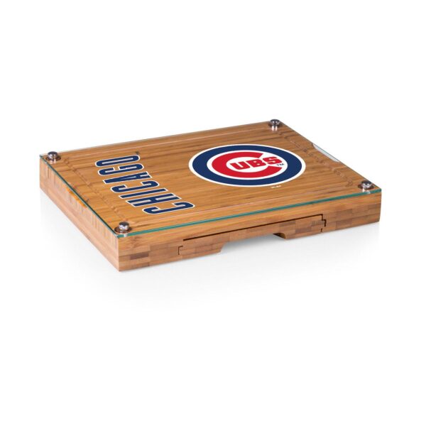 Picnic Time Chicago Cubs Concerto Glass-Top Cheese Cutting Board and Tools Set