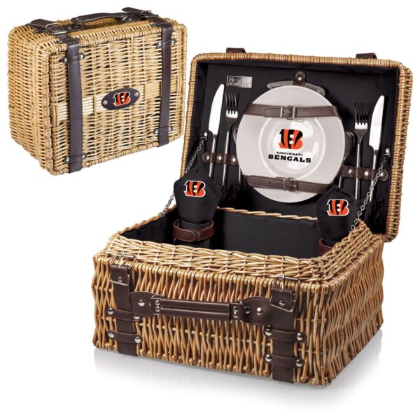 Picnic Time Cincinnati Bengals Champion Willow Picnic Basket with Service for 2