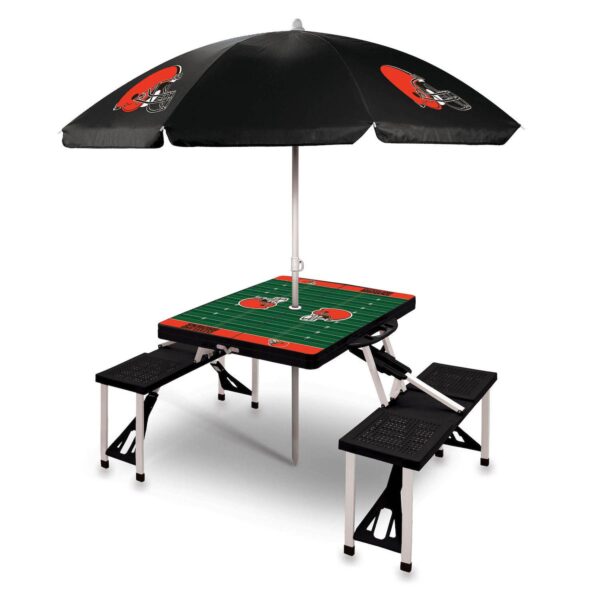 Picnic Time Cleveland Browns Portable Folding Table with Umbrella