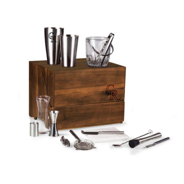 Picnic Time Colorado Rockies Madison Acacia Tabletop Bar Set