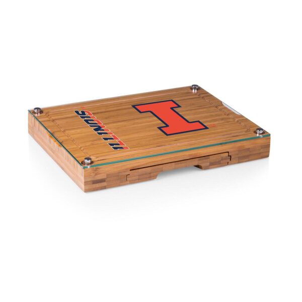 Picnic Time Illinois Fighting Illini Concerto Glass-Top Cheese Cutting Board and Tools Set