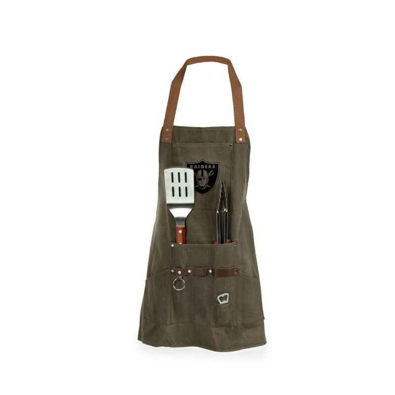 Picnic Time Las Vegas Raiders Apron and BBQ Tools Set - Image 2