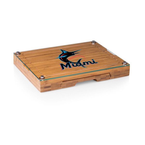 Picnic Time Miami Marlins Concerto Glass-Top Cheese Cutting Board and Tools Set