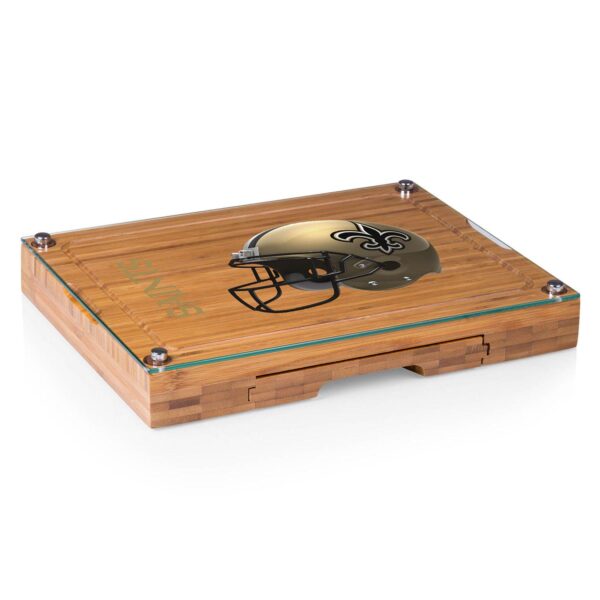 Picnic Time New Orleans Saints Concerto Bamboo Cutting Board and Cheese Tools Set