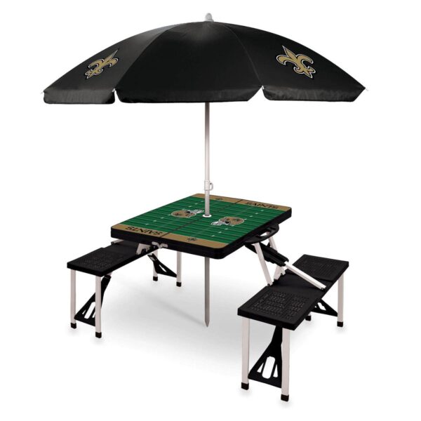 Picnic Time New Orleans Saints Portable Folding Table with Umbrella