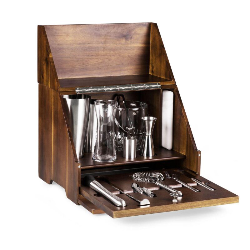 Picnic Time New York Mets Madison Acacia Tabletop Bar Set - Image 2