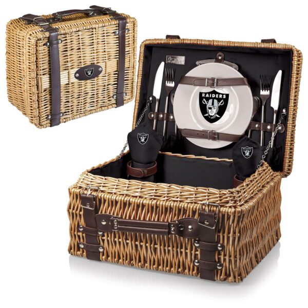 Picnic Time Oakland Raiders Champion Willow Picnic Basket with Service for 2