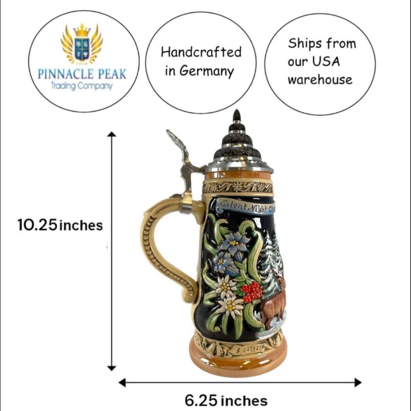 Pinnacle Peak Trading Silent Night Chapel Le German Stoneware Christmas Beer Stein .5 L - Image 3