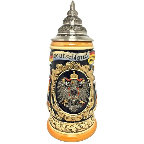 Pinnacle Peak Trading Deutschland Germany With Pewter Eagle And Cities Le Relief German Beer Stein